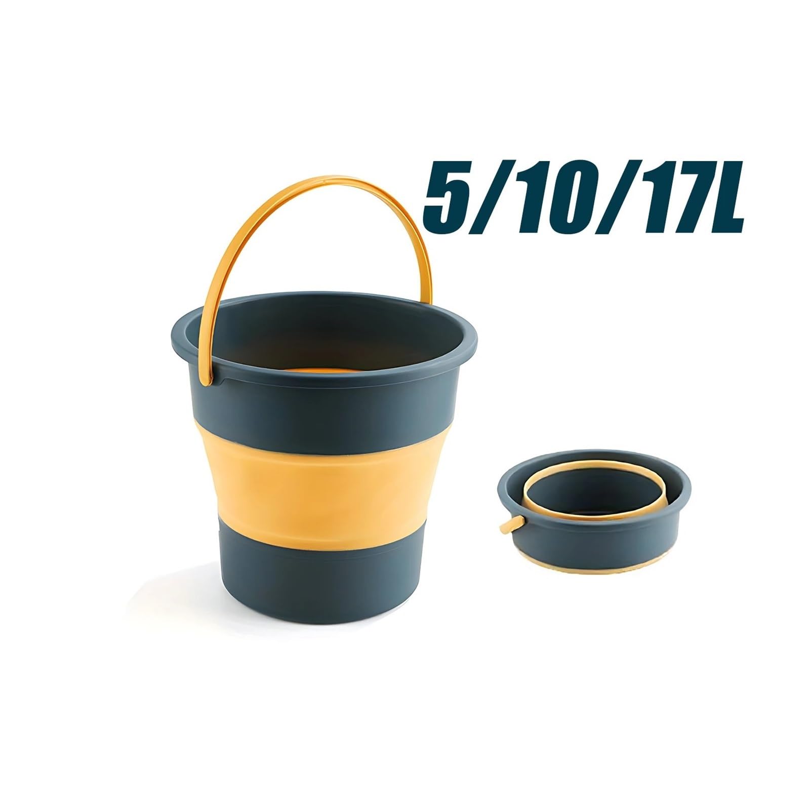 5/10/17L tragbarer Falteimer, multifunktional, verdicktes Silikon for Autowaschen und Angeln, Camping(Green 5L)
