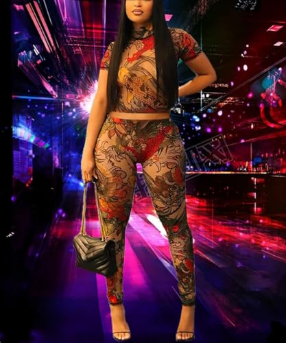 knowfashionstyle Two Piece Sets For Women Sexy Mesh Going Out Club Outfits - image 2
