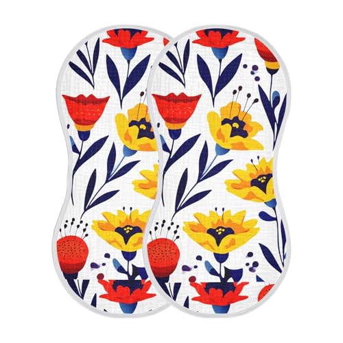 Floral Blossom White Burp Cloths for Babies Burp Rag Cotton Spit Up Rag for Newborn Baby Infant