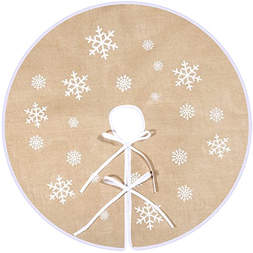 Tatuo Falda de Árbol de Navidad de Arpillera Copo de Nieve, 80 cm