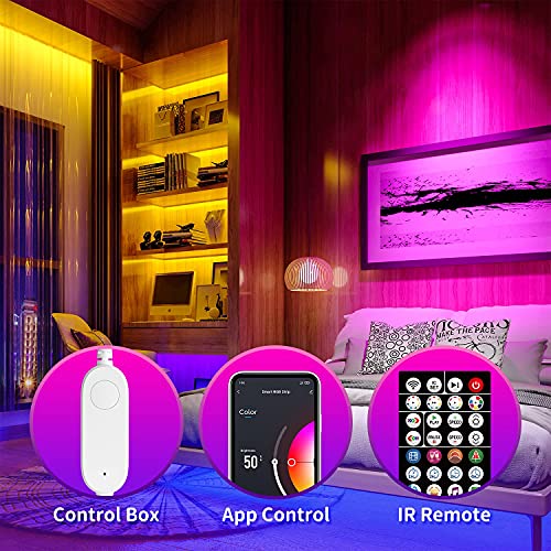 Listocasa Dreamcolor Led Light Strips 32.8Ft,Wifi Led Lights (2 Rolls Of 16.4Ft) With Rgb+Ic Led Lights 16 Million Colors,With 44 Keys Remote Strips Light For Bedroom Decoration #TOP3