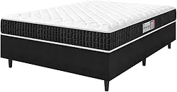 Cama Box Colchão Casal Espuma D33 New Millenium 138x188x57cm Preto/Branco Hellen - Suporta até 120kg por Pessoa