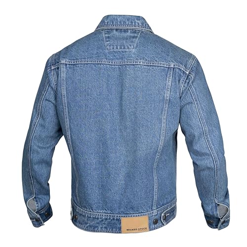 WICKED STOCK Motorcycle Men-Jeans Jacket-Trucker Jacket for Men-Denim Casual Rugged Wear Riding Jacket2