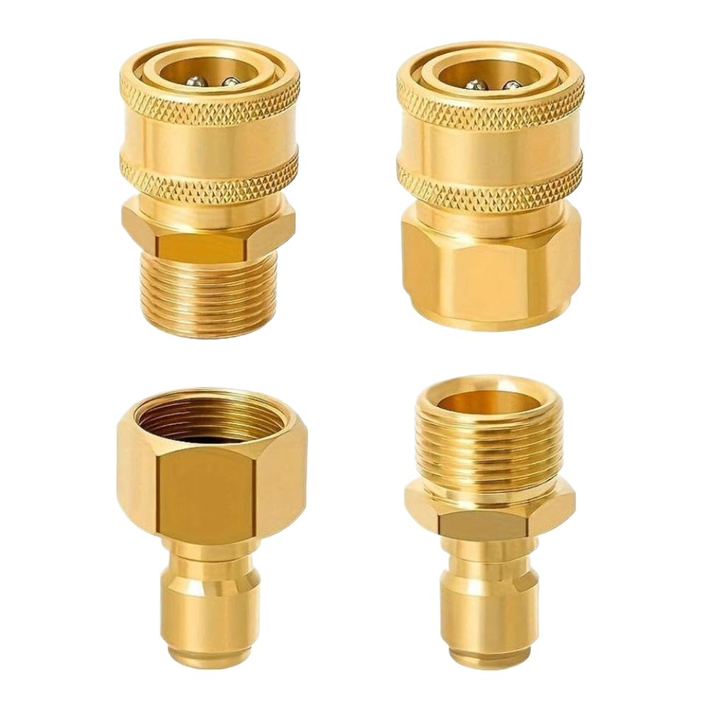 Adattatore a connessione rapida per idropulitrice 4 pezzi M22 Raccordi per tubi flessibili da 15 mm a 3/8 pollici in ottone(M22 15mm)