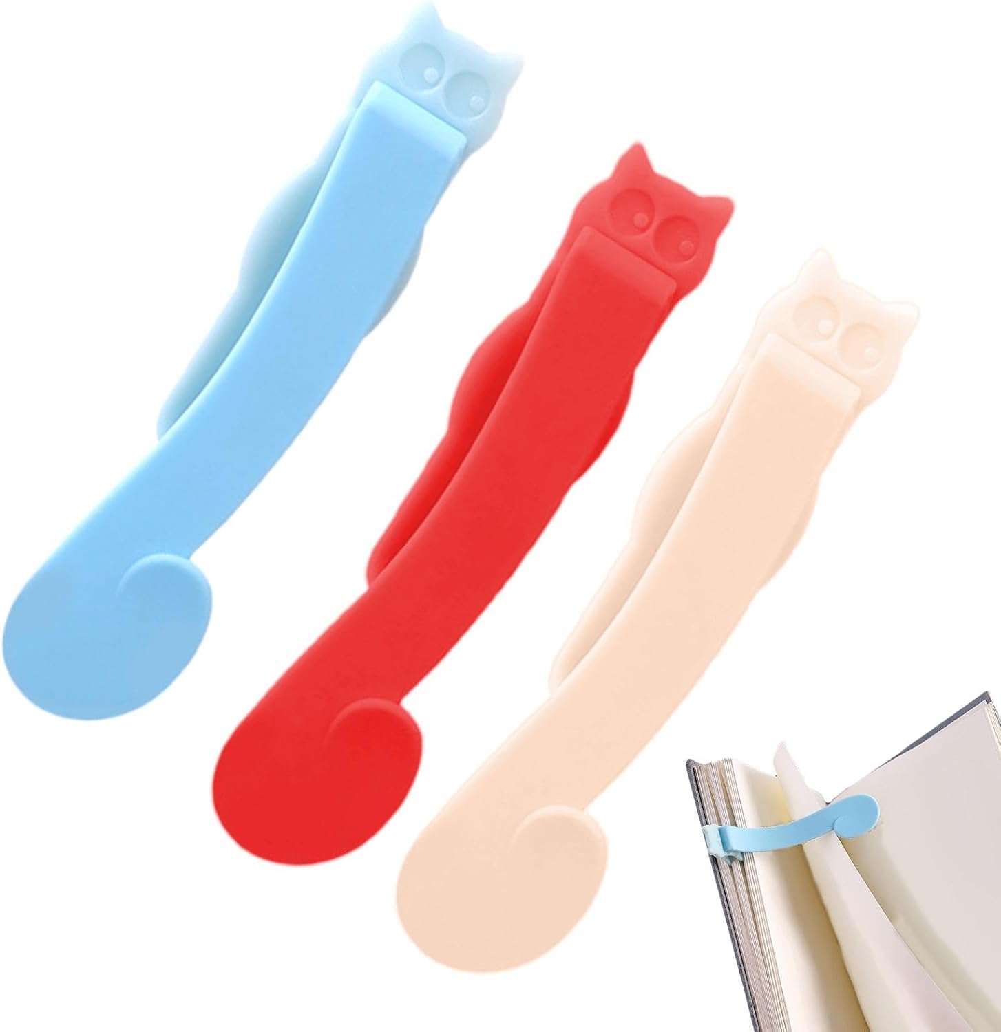 Zesta Silicone Book Marks Pack of 3 | Uniqiue Bookmarks for Novels | Automatic Bookmark for Books | Cute Bookmark Clip | Gift for Book Lovers