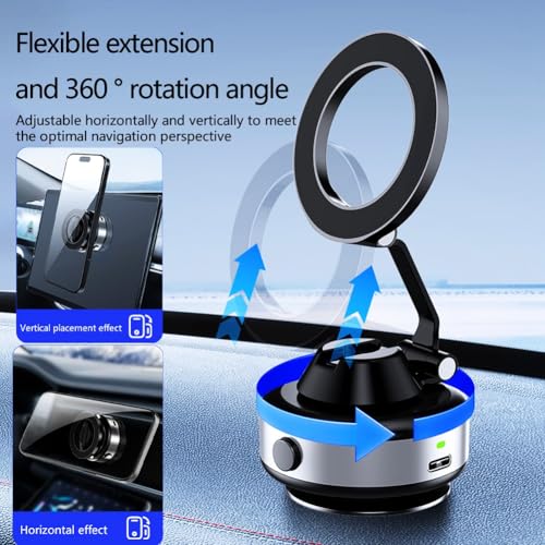 Support téléphone voiture électrique magnétique 360° argenté
