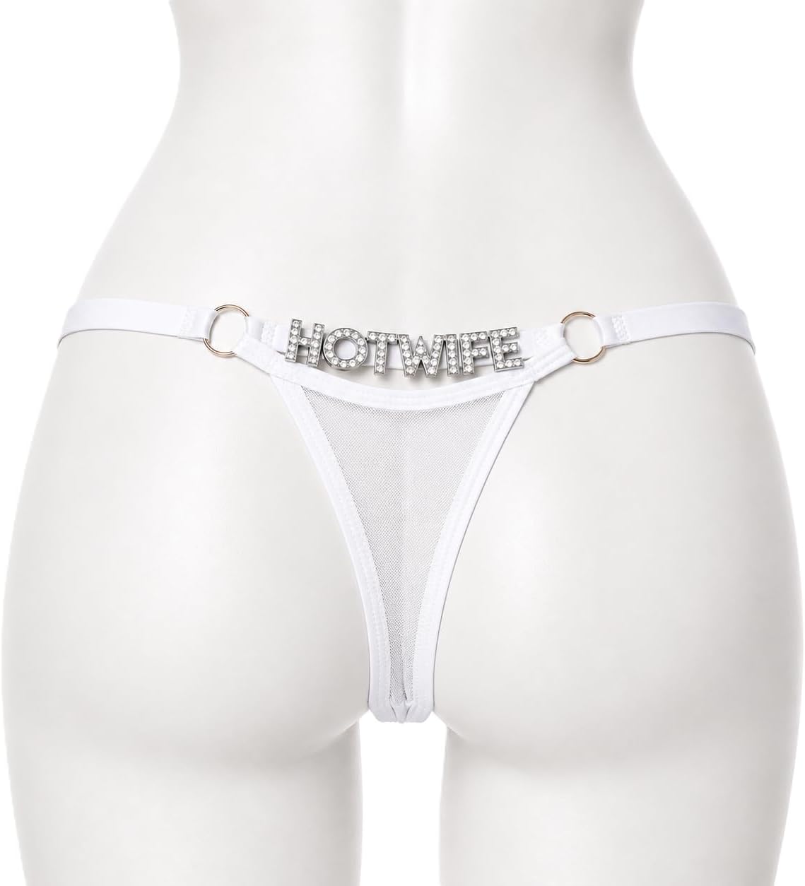Hotwife Thong Panties, Black Red or White Adjustable One Size S-XL
