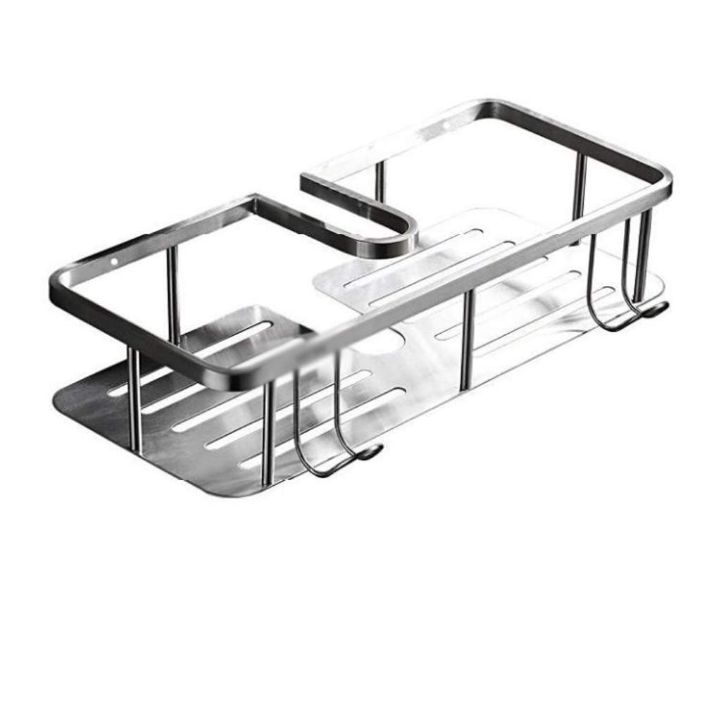 Estante de baño Almacenamiento de baño, Estante de baño Organizador Almacenamiento Estante de cocina con adhesivo Transparente sin rastro sin perforación Acero inoxidable