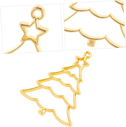 Miniatura 6 de EXCEART 20 pcs Craft Charms Gold Bezels Pressed Pendant Alloy Enamel Pattern with Findings for Plated Xmas Resin Blanks Jewelry Tree Shape Crafts