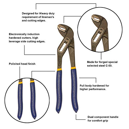 Image of PERFECT TECH 10 Inch Water Pump Plier | Sturdy Insulated Steel Groove Plier /Monkey Plier /Slip Joint /Drop Forged | Box Type Rubber Grip | Heavy Duty Build | Strong Jaw Force | Original Long Lasting