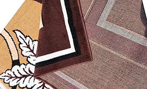 Image of Floral Design Acrylic Polyester Carpet for Living Room 6x8 Feet Color Brown and Gold(180x240Cm), Large Rectangle