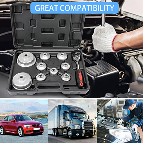 Mofeez Oil Filter Cap Wrench Metric 10-Piece Socket Set Tool Kit 24Mm To 65Mm For Bmw, Mercedes, Vw Paper Toyota 1.8L 2.5L 5.7L Engine #TOP6