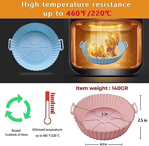Image of Silicone Air Fryer Basket Liner - Reusable Non-Stick Silicone Cooking Basket, Dishwasher Safe, Multi-Purpose for Air Fryer, Oven, Microwave, Frying Pan, Steamer - (1 Pack-Silicon Round)