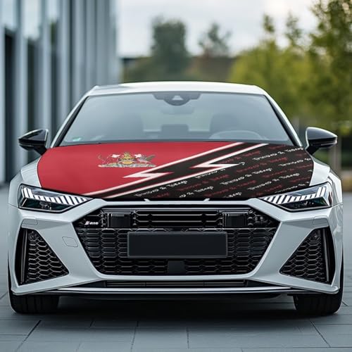 Image of Trinidad and Tobago Car Hood Cover Polyester Elastic Fabrics Washable Suitable for Large SUV and Pickup Trucks 39x59in
