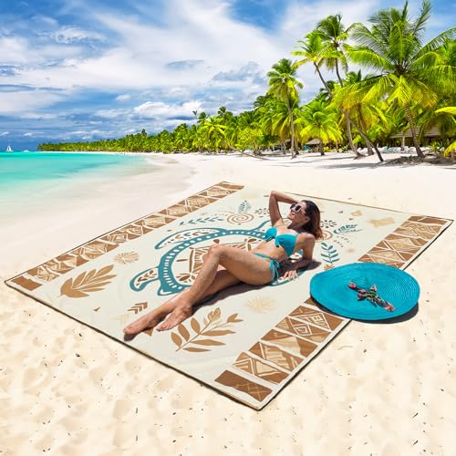 Image of WIWIGO Beach Blanket Waterproof Sandproof Beach Mat 79 inch X 83 inch /10'x9'for 2-8 Adults Quick Drying Outdoor Picnic Mat Beach Accessories for Travel, Camping, Hiking