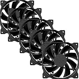 upHere 120mm Silent Fan for Computer Cases Cooling, Ultra Quiet High Airflow Computer Case Fan, 5 Packs,12BK3-5