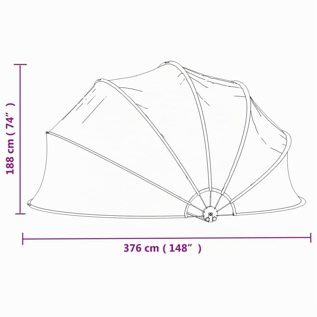 Dôme de Piscine, Tente Abri de Piscine Hors Sol Rond 376x188 cm PVC