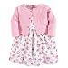 Luvable Friends Baby Girls Dress and Cardigan Set, Pink Floral, 5 Toddler