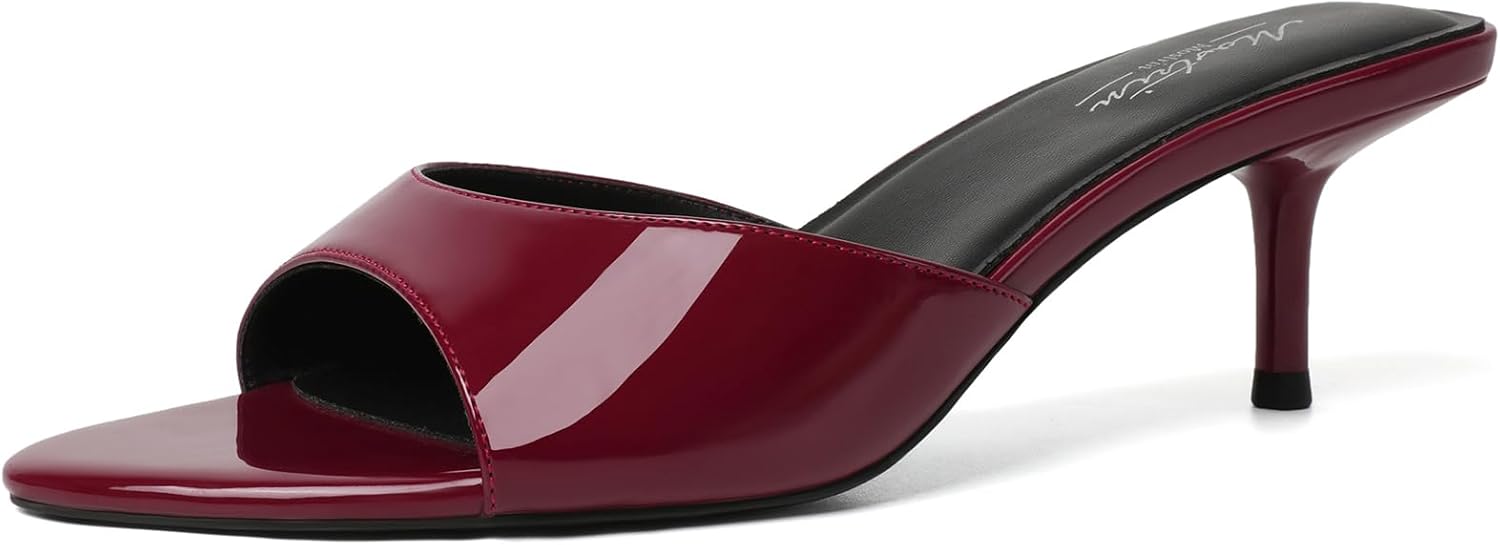 Mostrin Kitten Heels for Women Pointed Toe Vintage Mules Heels Sexy Slip on Stiletto Backless Sandals for Party Wedding Daily