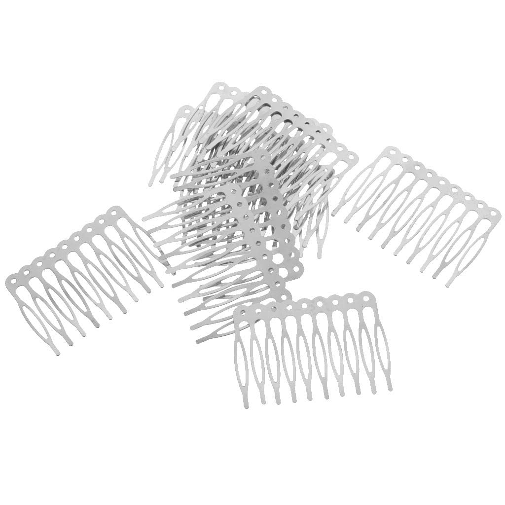 20 Stück Unbemalte Metallhaarkämme, 55 Mm, mit 10 Zinken, für DIY Haaraccessoires