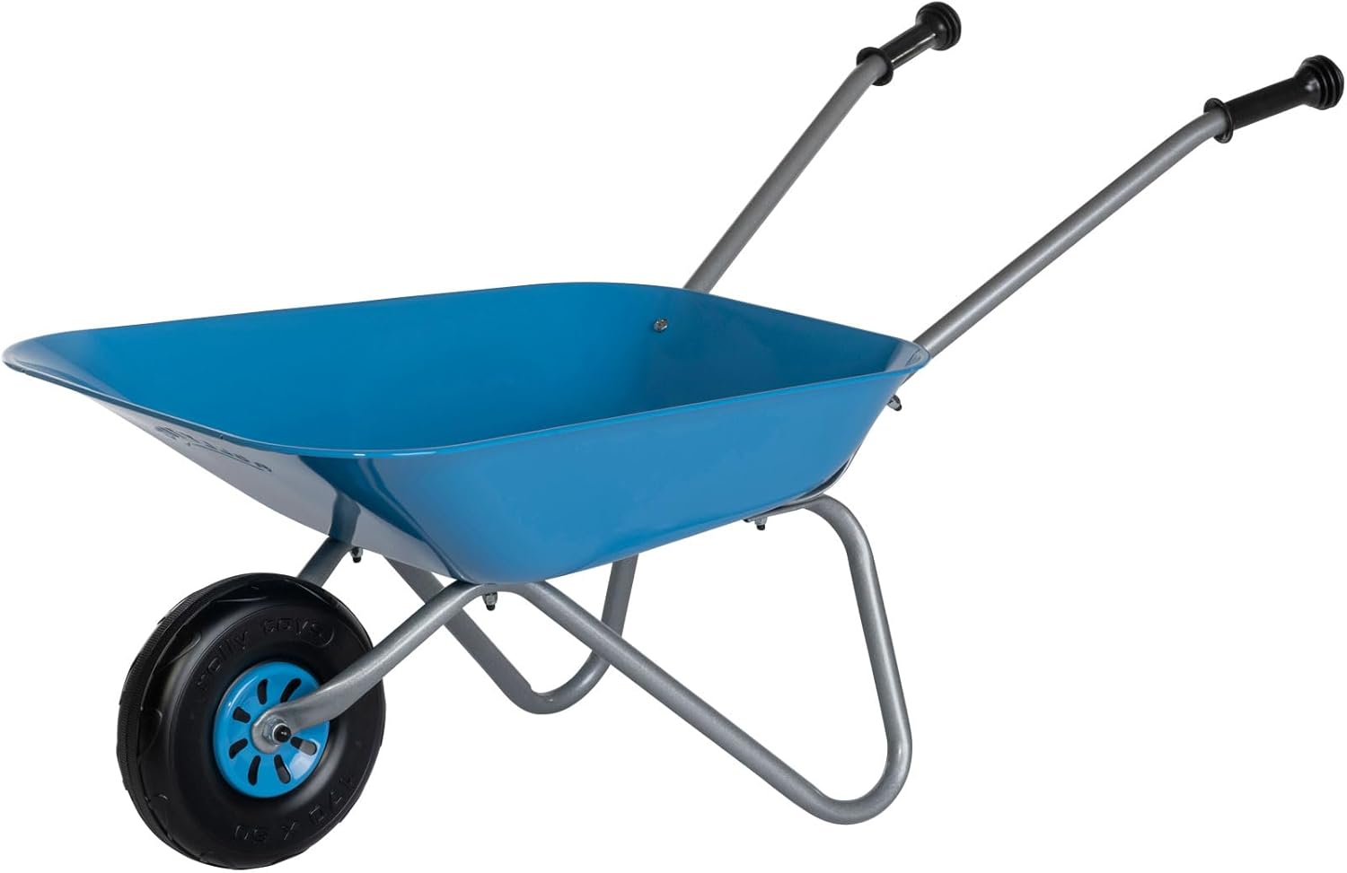 Rolly Toys Wheelbarrow with Double Wheel, Comfortable Handles, Holds up to 25 kg, Children Toy from 2 ½ Years, Metal, Silver