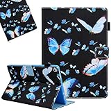 LCHDA Hülle für Amazon Fire HD 10 Tablet (9. Gen 2019 und 7. Gen 2017), Gemalt PU Ledertasche Leicht Smart Cover Folio Klapp Ständer Magnetisch Schutzhülle mit Auto Schlaf/Wachen - Viele Schmetterlinge