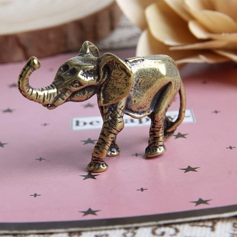 Opexicos 2Pcs Antique Bronze Miniatures Elephant Figurines Tea Pet Table Ornament Decorations Solid Copper Animal Crafts Home Decor Living Room - Image 5