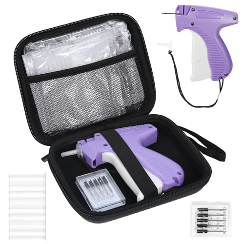Tagging Gun for Clothing, Tag Attacher Gun Kit with 6 Needles, 1008pcs 2" Barbs Fasteners & 1 Hard Carrying Storage Case for Clothes Labeler （ Purple)