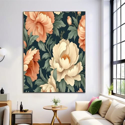 Cuadros modernos de plantas de lujo en color verde oscuro para salón moderno