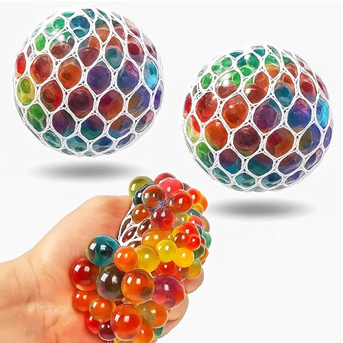Image of PARTEET 2Pcs Mesh Squishy Stress Ball for Kids & Adults|Non-Toxic , Multicolor Magic Slime Squeeze Ball, Pressure Relief, Anti-Stress & Anxiety|Birhday Return Gifts