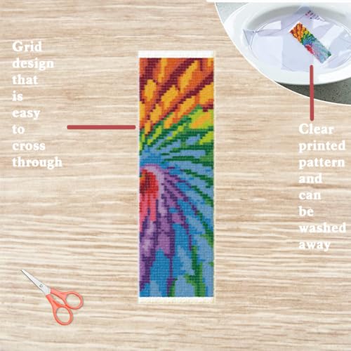 Image of FREEBLOSS 6 Set Cross Stitch Bookmark Kits Flower Pattern Stamped Embroidery Kit Stitch Bookmarks DIY Book Marks Printed Cross Stitch Kits with Instructions for Beginners Adults 8''x2.4''