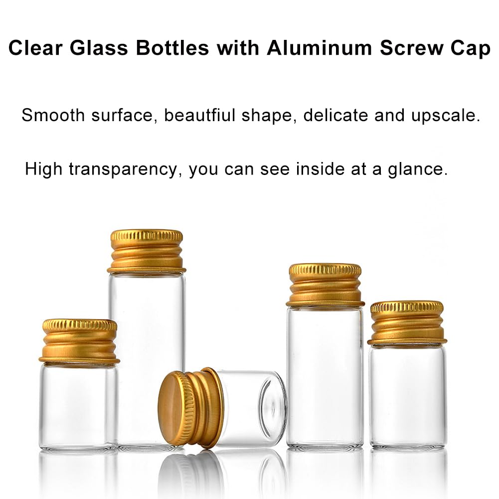 12Pcs 15ml Clear Glass Bottles with Screw Aluminum Screw Cap Mini Empty Glass Jars Small Bottles with Lids DIY Sample Vials Containers Wishes Bottle for Liquid Powder Jewelry Wedding Party Favors - Image 3
