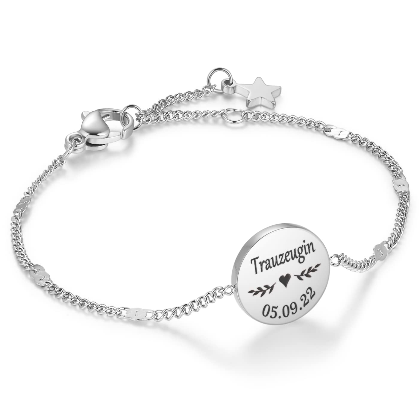 TMT Personalisierte Armbänder zur Hochzeit | Brautjungfer Trauzeugin armband mit gravur | armband mit namen, Initalien und Datum | Hochzeit Trauzeugin Geschenk Brautmutter und Blumenmädchen