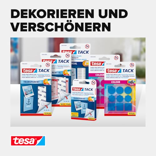 tesa TACK Klebeknete - selbstklebende, formbare Klebepads zum Befestigen leichter Objekte auf festen Oberflächen - weiß, 1 x 80 Stück