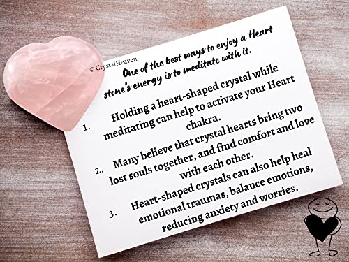 Image of Certified Rose Quartz Crystal Heart Palm Pebbles Stones For Stress Relief
