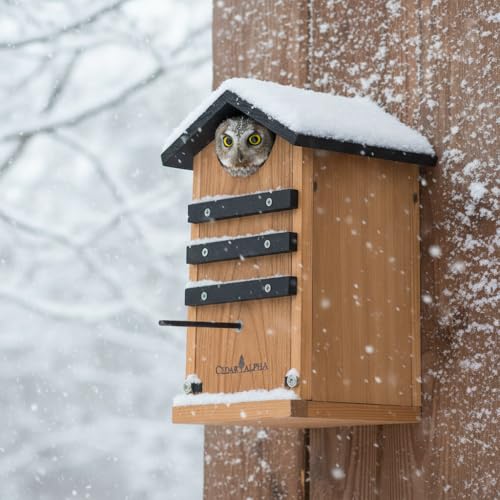 image for CEDAR ALPHA Cedar Screech Owl House Box, Squirrel House, Duck Nesting 