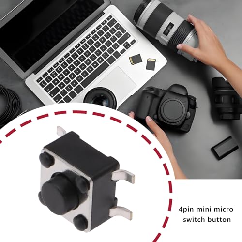 ECSiNG 50pcs 4 Pin Tactile Switch Mini Micro Switch Button 12V 50mA for Digital Products Fitness Equipment Camera Video Camera 4.5x4.5x3.8mm - Image 3