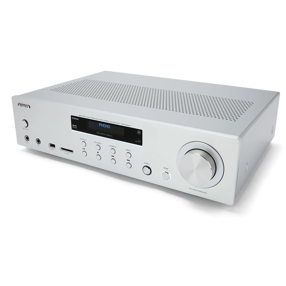 Aiwa AMU-120BT/SL AV-Receiver Verstärker Bluetooth 5.0 120 W Silber