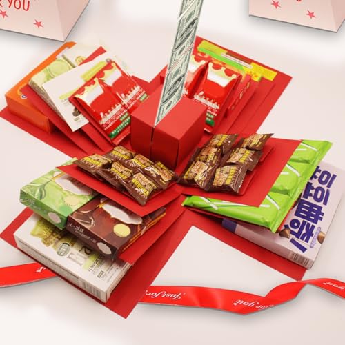 Romiona 5-Layer creative explosion gift box gift wrap box (Red Square)