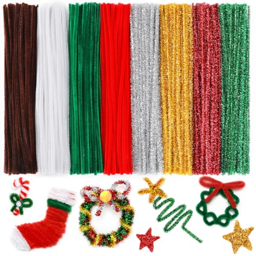 Image of IOOLEEM Christmas Pipe Cleaners, 200pcs in 8 Christmas Colors