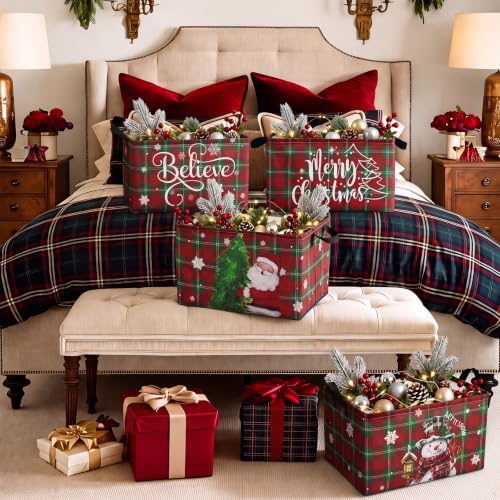 Image of Chunful 4 Pcs Christmas Storage Baskets for Gifts, Santa Claus Empty Basket