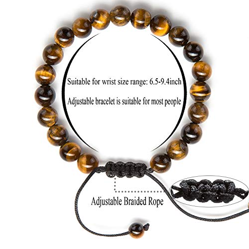 Hamoery Men Women 8mm Tiger Eye Stone Beads Bracelet Elastic Natural Stone Yoga Bracelet Bangle3
