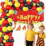 Red Black Yellow Balloon Garland Arch Kit - Birthday Party Decorations with Lightning Star Balloons for Kids Cartoon Themed Events - Image 4