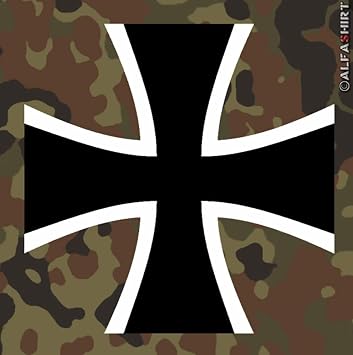 Sticker Balkenkreuz/EK Military Cross, Two-Tone Digital Print Black & White, 10x10 cm, Military Style #A142
