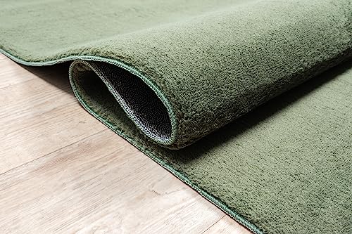 the carpet Relax Rug, Modern, Fluffy, Short Pile, Non-Slip Underside, Washable Up To 30°C, Super-Soft, Fur Look, Dark Green, 140 x 200 cm - Image 5