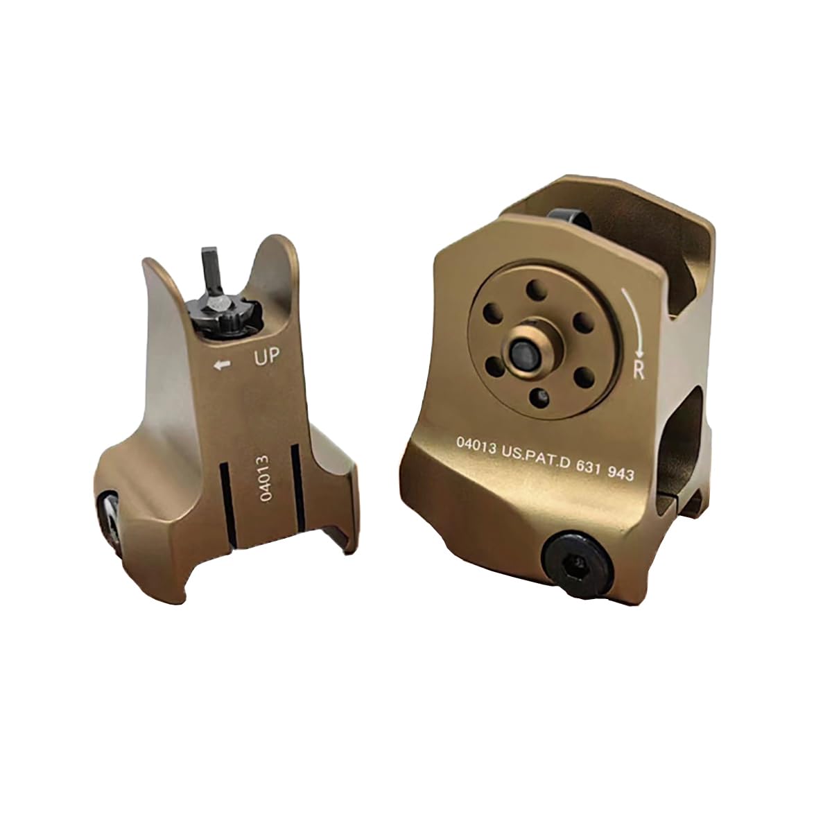 Flip Up Iron Sights?Metal Front & Rear Sights?Rapid Transition Backup Sight Set (DE)