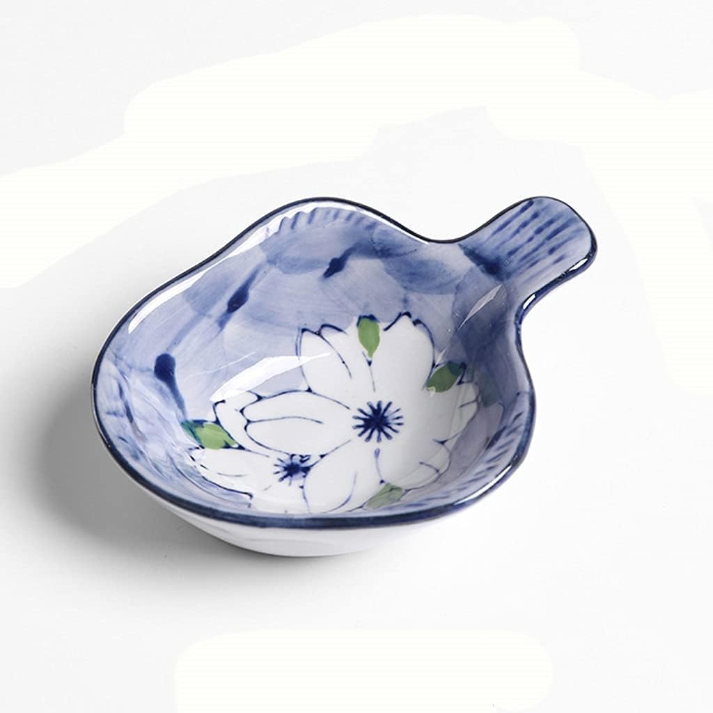 Dishes Restaurant Ceramic handle Underglaze Color Creative Tableware Retro Sauce Seasoning Dish Small Fish Plate(D)