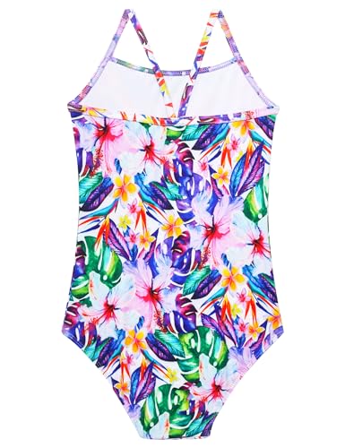 Image of Girls Bathing Suits Colorful Swimsuits with UPF 50 + Sun Protection Sleeveless Toddler Kids One Piece Swimwear