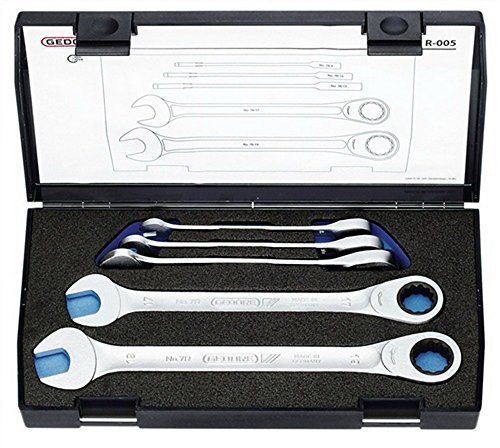 Ring-Ratschenschlüssel-Satz, 5-teilig, in Kunststoff-Kassette, 8 10 13 17 19