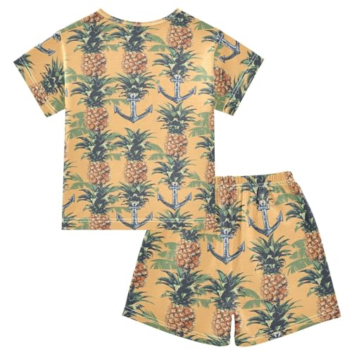 ALAZA Anchor Pineapple Pajama Set Short Sleeve Sleepwear Soft Lounge Nightwear2